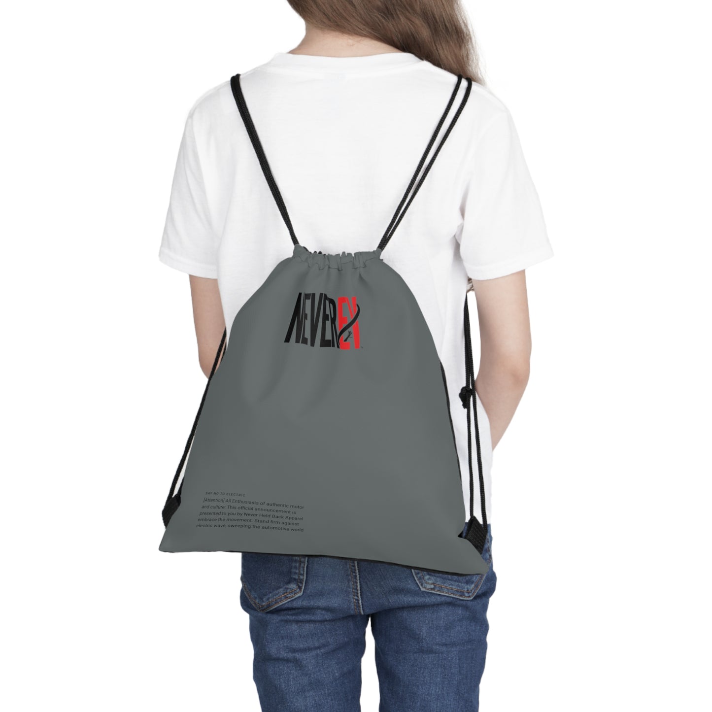 The NEVER EV drawstring bag