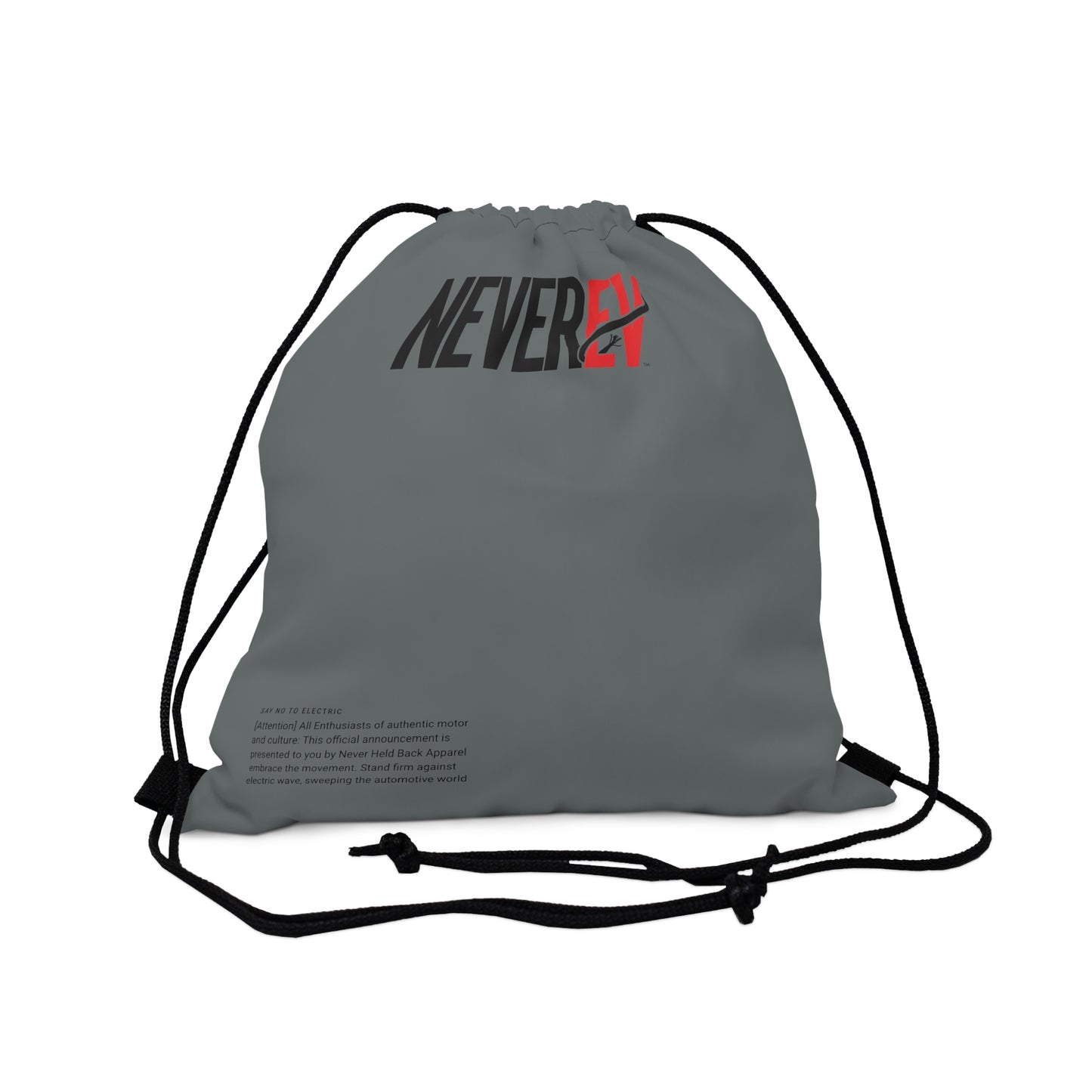 The NEVER EV drawstring bag